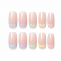 Pastel Rainbow French — Soft Blush with Rainbow Tips | Handmade Press-On Nails image 1
