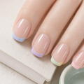 Pastel Rainbow French — Soft Blush with Rainbow Tips | Handmade Press-On Nails image 4