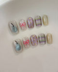 Pear, Bows & Plaid — A Toy-Box of Charms | Handmade Press-On Nails image 1