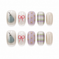 Pear, Bows & Plaid — A Toy-Box of Charms | Handmade Press-On Nails image 1