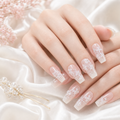 Pink Lace Bloom — White Lace over Nude Ombré | Handmade Press-On Nails image 2