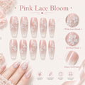 Pink Lace Bloom — White Lace over Nude Ombré | Handmade Press-On Nails image 5
