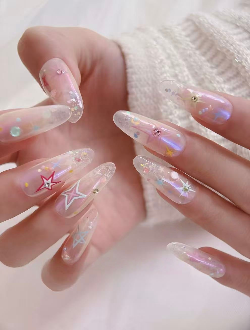 Prism Laser — Holographic Stiletto Glow | Handmade Press-On Nails image 1