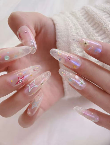 Prism Laser — Holographic Stiletto Glow | Handmade Press-On Nails image 1