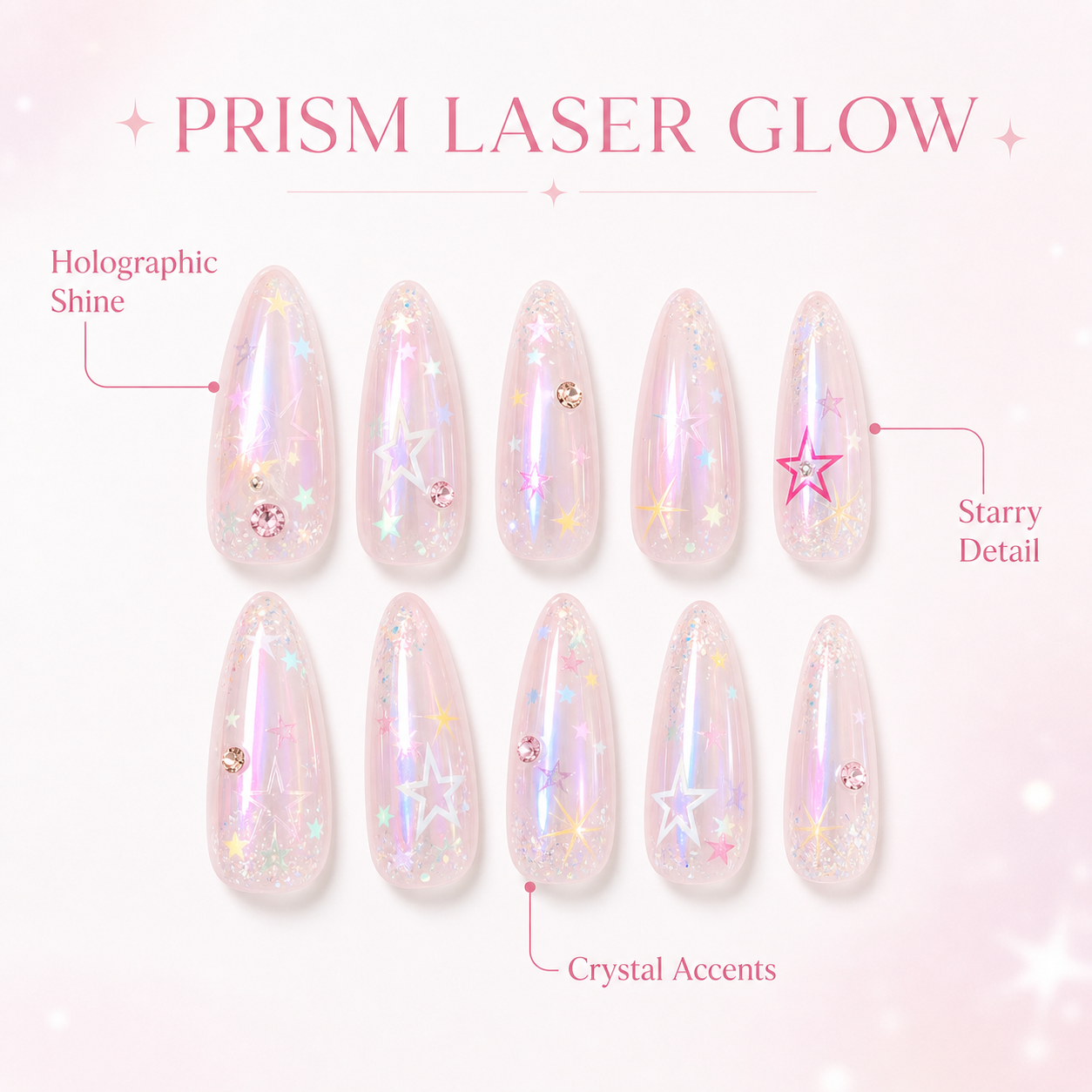 Prism Laser — Holographic Stiletto Glow | Handmade Press-On Nails image 5