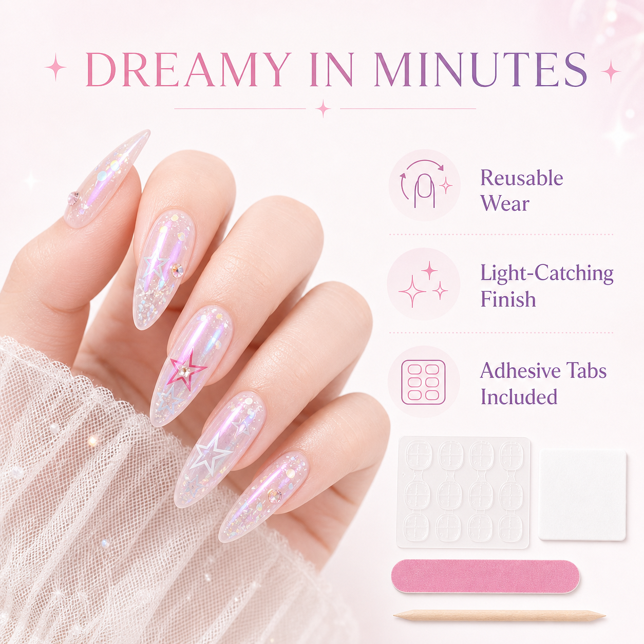 Prism Laser — Holographic Stiletto Glow | Handmade Press-On Nails image 6