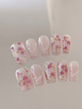 Rose Cat-Eye — Petal Print with Living Shimmer | Handmade Press-On Nails image 1