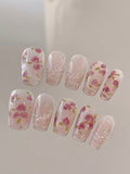 Rose Cat-Eye — Petal Print with Living Shimmer | Handmade Press-On Nails image 2