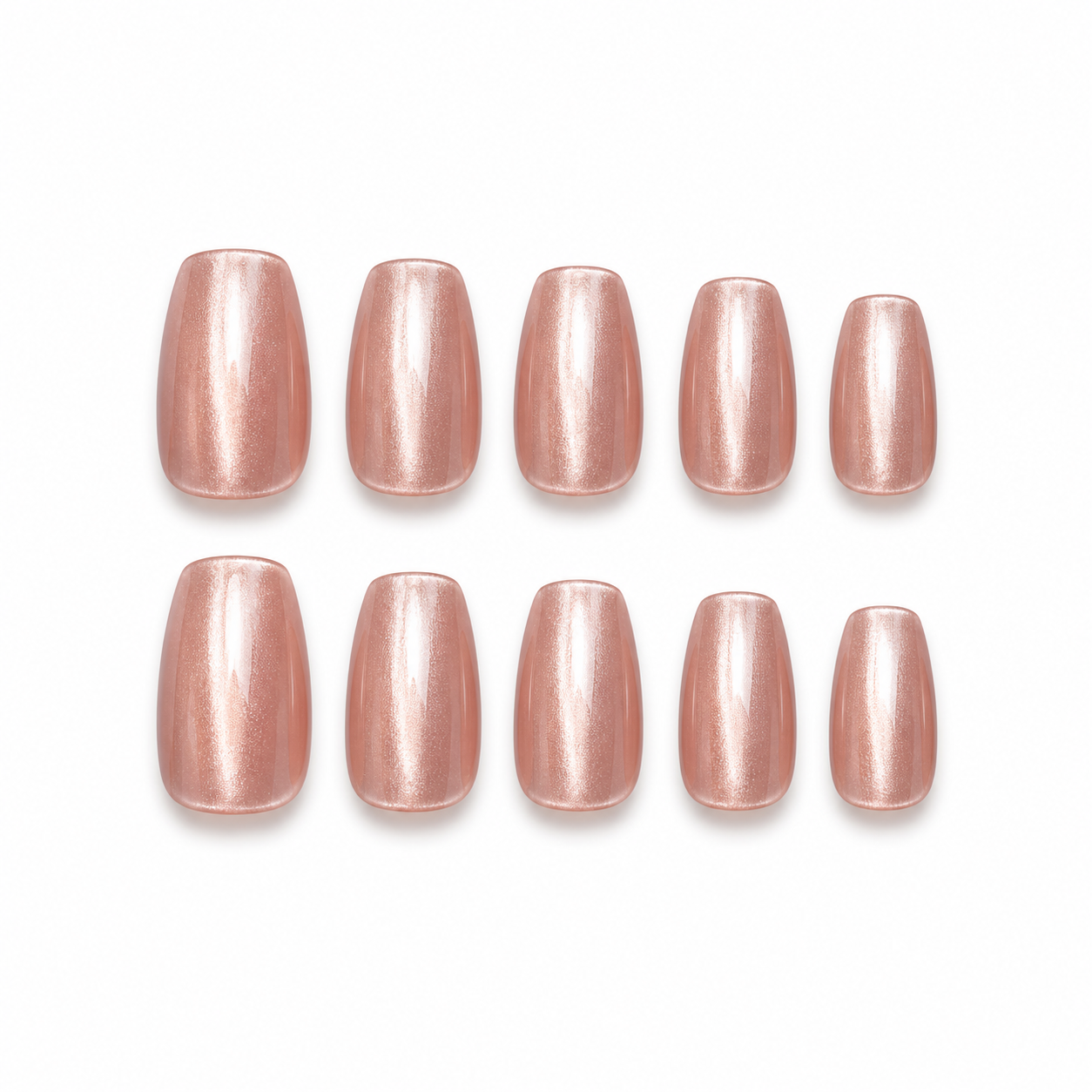 Rose Gold Cat-Eye — Silk-Light Metallic Shimmer | Handmade Press-On Nails image 1