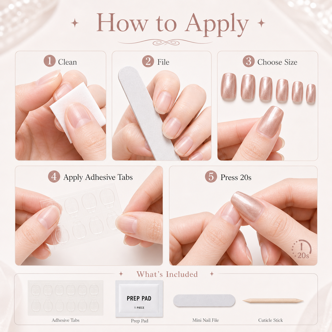 Rose Gold Cat-Eye — Silk-Light Metallic Shimmer | Handmade Press-On Nails image 7