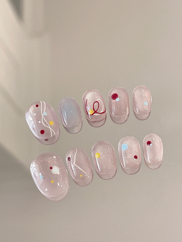 Short Cat-Eye — Magnetic Glow with Tiny Bows | Handmade Press-On Nails image 1