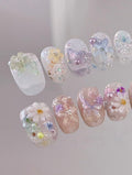 Spring Daisies — Sherbet Daisies on Sheer Base | Handmade Press-On Nails image 6