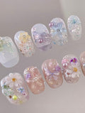 Spring Daisies — Sherbet Daisies on Sheer Base | Handmade Press-On Nails image 7