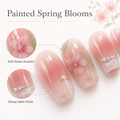 Spring Into Summer — Peach French with Painted Blooms | Handmade Press-On Nails image 7