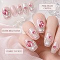 Studded Hearts — Chrome Hearts & Micro Beads on Pink | Handmade Press-On Nails image 4