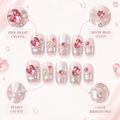 Studded Hearts — Chrome Hearts & Micro Beads on Pink | Handmade Press-On Nails image 5
