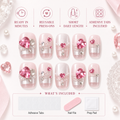 Studded Hearts — Chrome Hearts & Micro Beads on Pink | Handmade Press-On Nails image 6