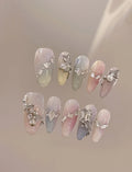 Swarovski Mist — Icy Blue Crystal Ombré | Handmade Press-On Nails image 1