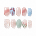 Sweetheart Shorties — Cherries, Ribbons & Blush | Handmade Press-On Nails image 1
