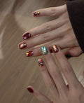 Wild Tangerine Sparkle — Juicy Orange-Red Chrome | Handmade Press-On Nails image 2