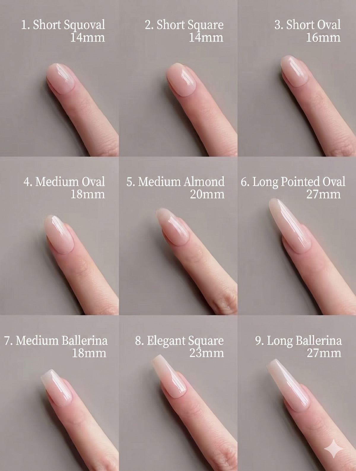 Press-on nail shape and length guide